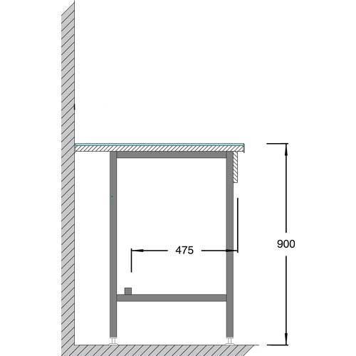 Paillasse murale simple, SIDPA® - Coupe de principe